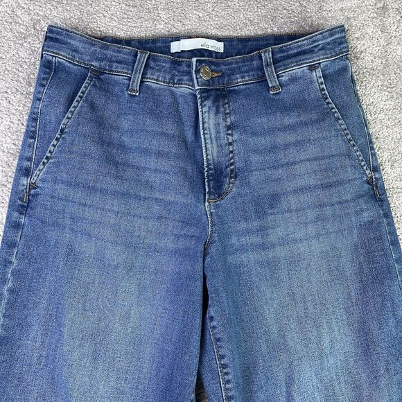 Ella Moss Jeans Women’s 6 Blue Wide Leg Cropped High Rise Medium Wash Denim Boho - Picture 2 of 14